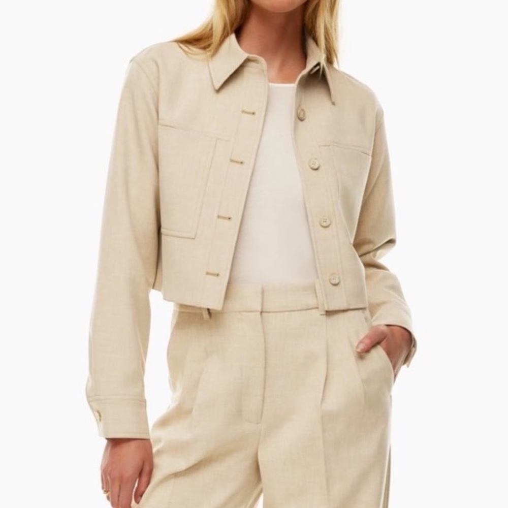 UNWORN Aritzia Little Cropped Jacket In Heather Oat Beige